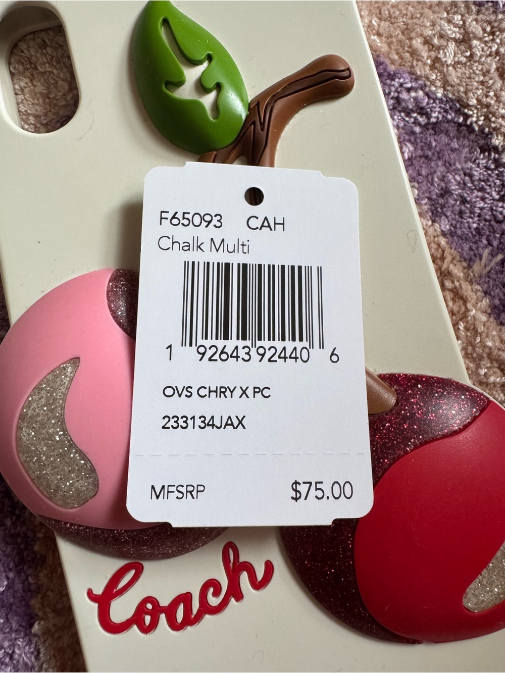 Coach Chalk Multi Cherry iPhone Case in Pink, Red & Green NWT - Picture 2 of 9